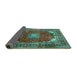 Sideview of Medallion Turquoise Traditional Rug, tr2879turq