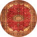 Machine Washable Medallion Orange Traditional Area Rugs, wshtr2879org