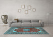 Machine Washable Medallion Light Blue Traditional Rug in a Living Room, wshtr2879lblu