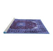 Sideview of Machine Washable Medallion Blue Traditional Rug, wshtr2879blu