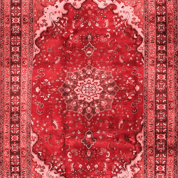 Machine Washable Medallion Red Traditional Rug, wshtr2879red
