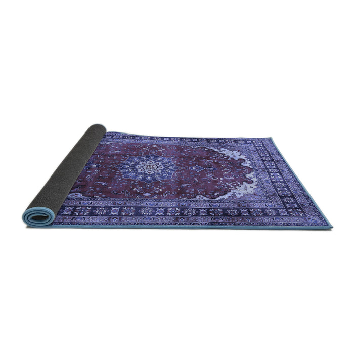 Sideview of Medallion Blue Traditional Rug, tr2879blu