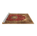 Sideview of Machine Washable Medallion Brown Traditional Rug, wshtr2879brn