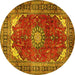 Round Medallion Yellow Traditional Rug, tr2879yw