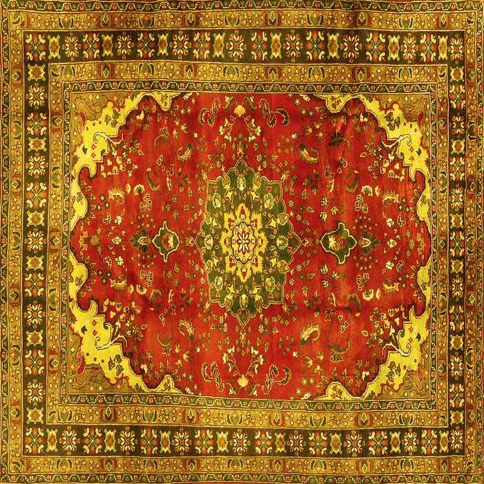 Square Medallion Yellow Traditional Rug, tr2879yw