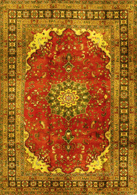 Medallion Yellow Traditional Rug, tr2879yw