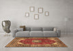 Machine Washable Medallion Brown Traditional Rug in a Living Room,, wshtr2879brn