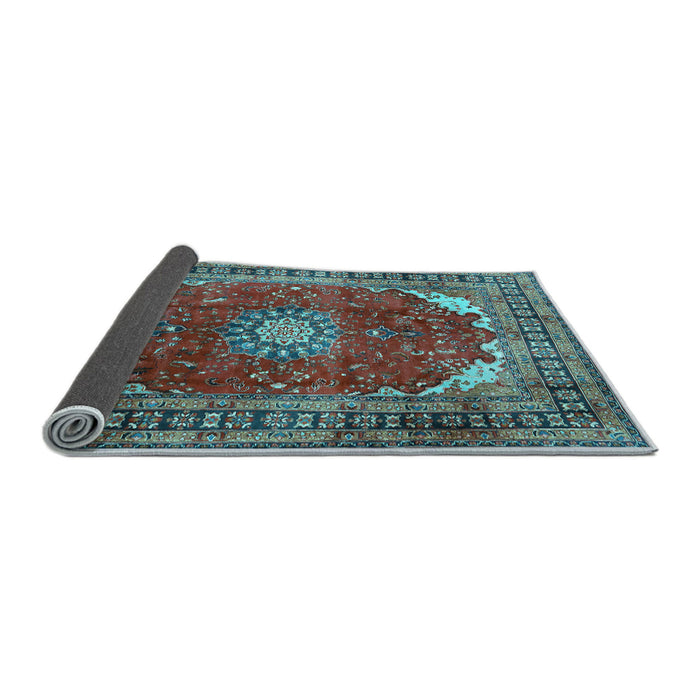 Sideview of Medallion Light Blue Traditional Rug, tr2879lblu