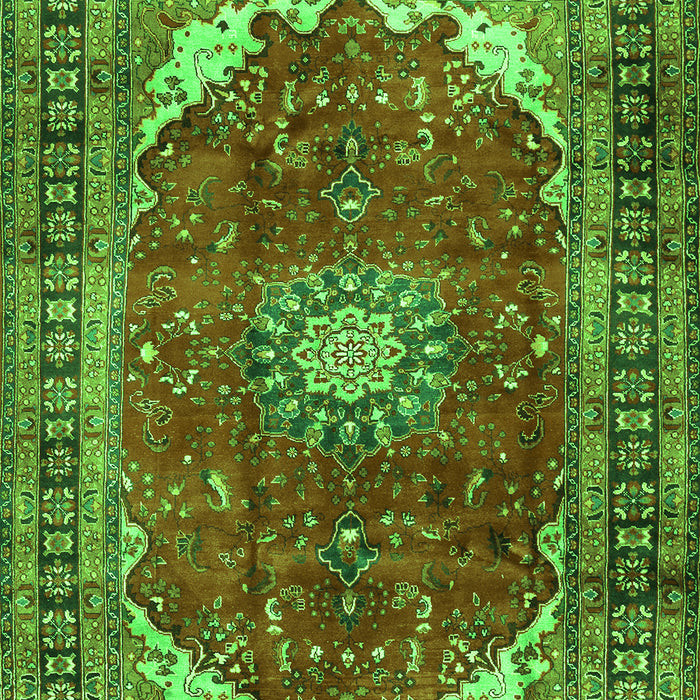 Serging Thickness of Machine Washable Medallion Green Traditional Area Rugs, wshtr2879grn