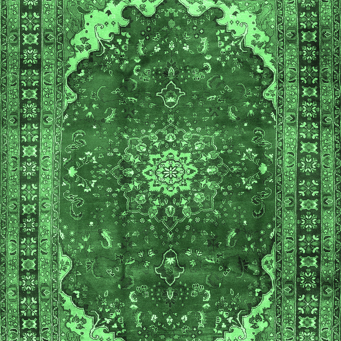 Machine Washable Medallion Emerald Green Traditional Area Rugs, wshtr2879emgrn