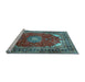 Sideview of Machine Washable Medallion Light Blue Traditional Rug, wshtr2879lblu