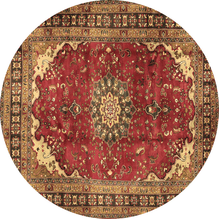 Round Medallion Brown Traditional Rug, tr2879brn