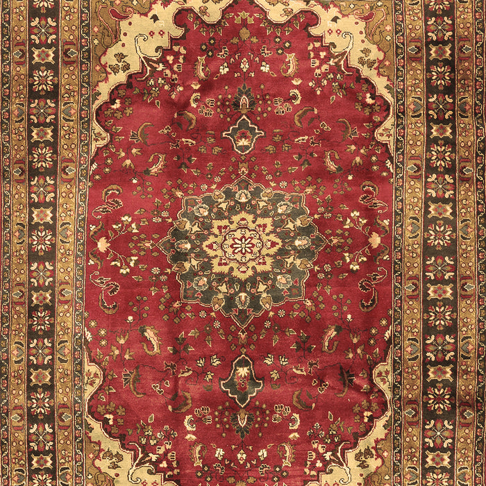 Machine Washable Medallion Brown Traditional Rug, wshtr2879brn
