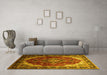 Machine Washable Persian Yellow Traditional Rug in a Living Room, wshtr287yw