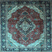 Square Machine Washable Persian Light Blue Traditional Rug, wshtr287lblu