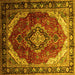 Square Machine Washable Persian Yellow Traditional Rug, wshtr287yw