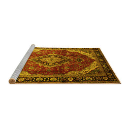 Sideview of Machine Washable Persian Yellow Traditional Rug, wshtr287yw
