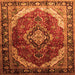 Round Machine Washable Persian Orange Traditional Area Rugs, wshtr287org