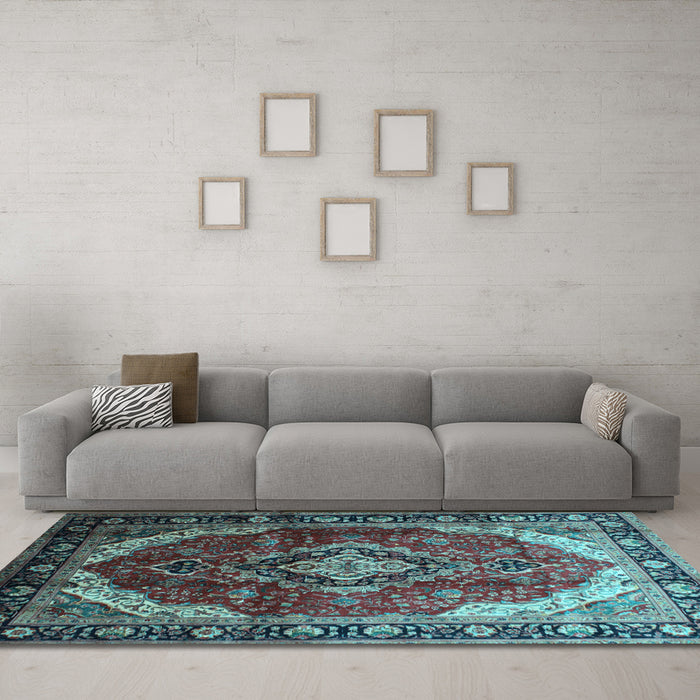 Machine Washable Persian Light Blue Traditional Rug in a Living Room, wshtr287lblu