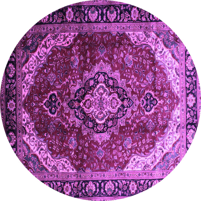 Round Persian Purple Traditional Rug, tr287pur