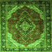 Round Machine Washable Persian Green Traditional Area Rugs, wshtr287grn