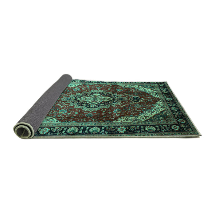 Sideview of Persian Turquoise Traditional Rug, tr287turq