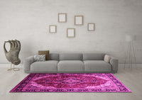 Machine Washable Persian Pink Traditional Rug, wshtr287pnk