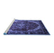 Sideview of Machine Washable Persian Blue Traditional Rug, wshtr287blu