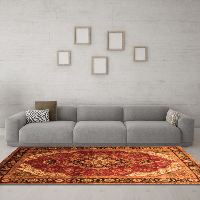 Machine Washable Persian Orange Traditional Area Rugs in a Living Room, wshtr287org