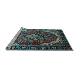 Sideview of Machine Washable Persian Light Blue Traditional Rug, wshtr287lblu