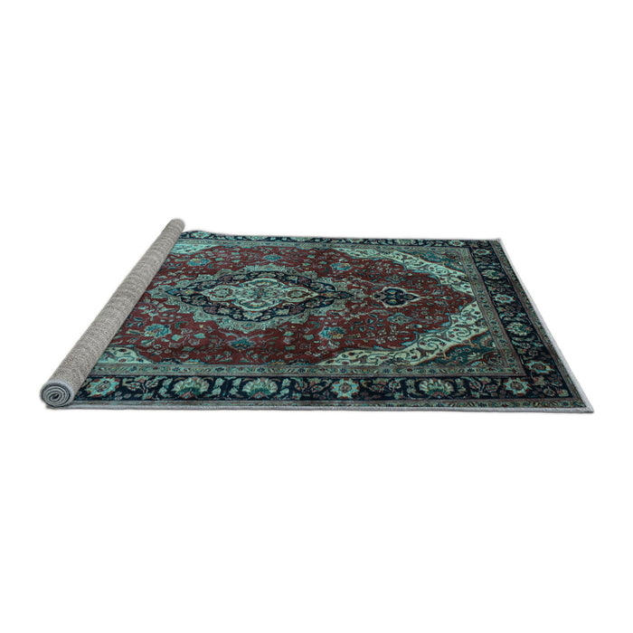 Sideview of Machine Washable Persian Light Blue Traditional Rug, wshtr287lblu