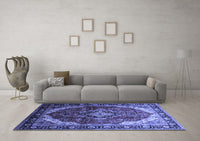 Machine Washable Persian Blue Traditional Rug, wshtr287blu