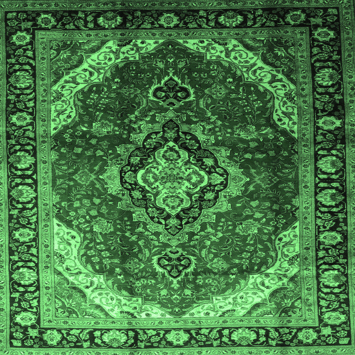 Square Persian Emerald Green Traditional Rug, tr287emgrn