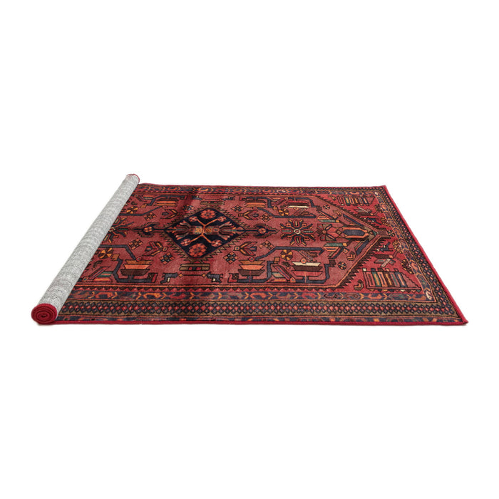 Sideview of Machine Washable Traditional Brown Red Rug, wshtr288