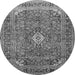 Machine Washable Medallion Gray Traditional Rug, wshtr2880gry