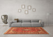 Machine Washable Medallion Orange Traditional Area Rugs in a Living Room, wshtr2880org