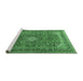 Sideview of Machine Washable Medallion Emerald Green Traditional Area Rugs, wshtr2880emgrn