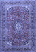 Machine Washable Medallion Blue Traditional Rug, wshtr2880blu