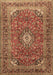 Machine Washable Medallion Brown Traditional Rug, wshtr2880brn