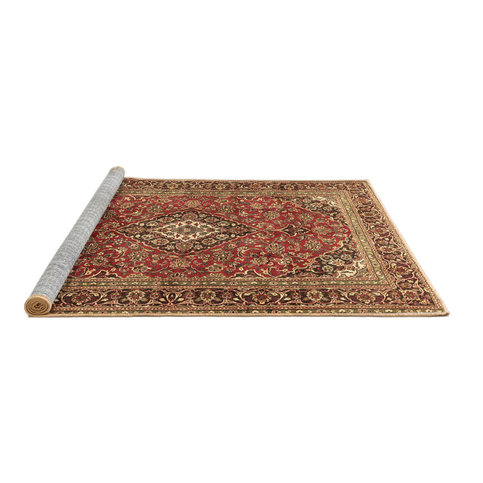 Sideview of Machine Washable Medallion Brown Traditional Rug, wshtr2880brn