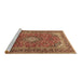 Sideview of Machine Washable Medallion Brown Traditional Rug, wshtr2880brn