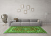 Machine Washable Medallion Green Traditional Area Rugs in a Living Room,, wshtr2880grn