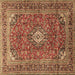 Square Medallion Brown Traditional Rug, tr2880brn