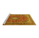 Sideview of Machine Washable Medallion Yellow Traditional Rug, wshtr2880yw