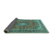 Sideview of Medallion Turquoise Traditional Rug, tr2880turq