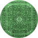 Round Medallion Emerald Green Traditional Rug, tr2880emgrn