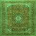 Round Machine Washable Medallion Green Traditional Area Rugs, wshtr2880grn