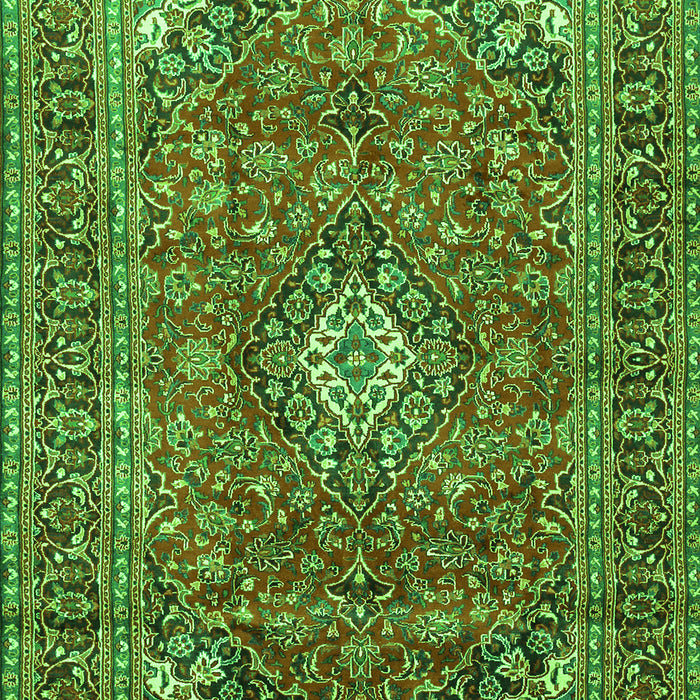 Serging Thickness of Machine Washable Medallion Green Traditional Area Rugs, wshtr2880grn