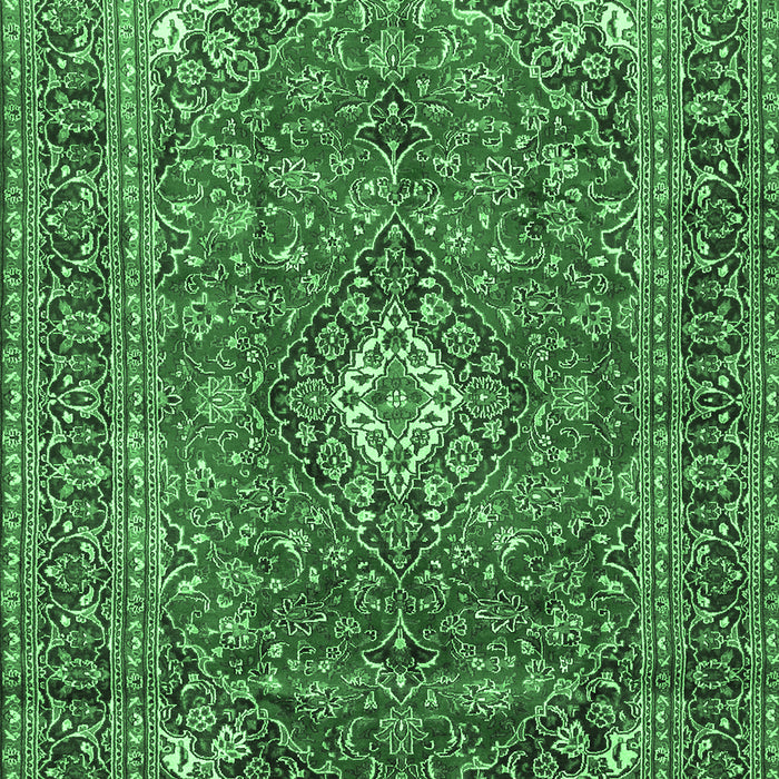 Machine Washable Medallion Emerald Green Traditional Area Rugs, wshtr2880emgrn