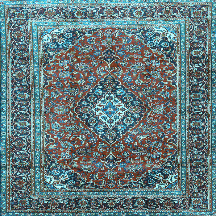 Square Medallion Light Blue Traditional Rug, tr2880lblu